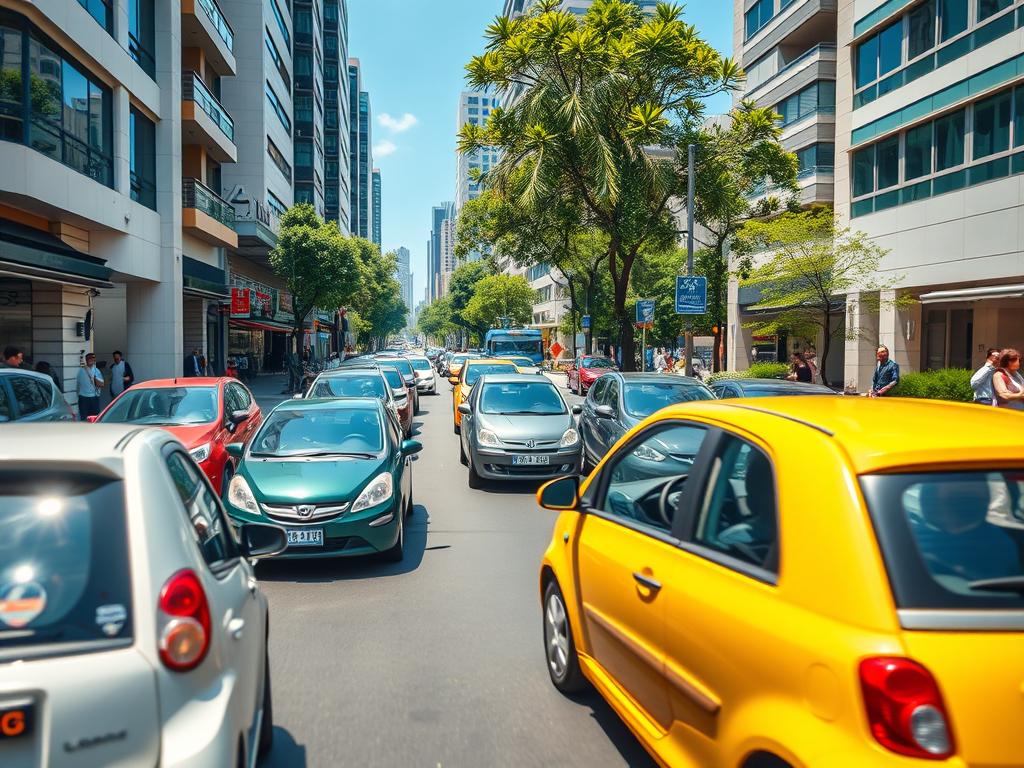 Stadtautos im urbanen Verkehr
